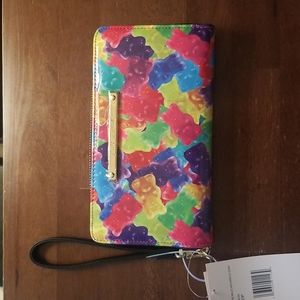 zip around wallet with wristlet strap Rainbow